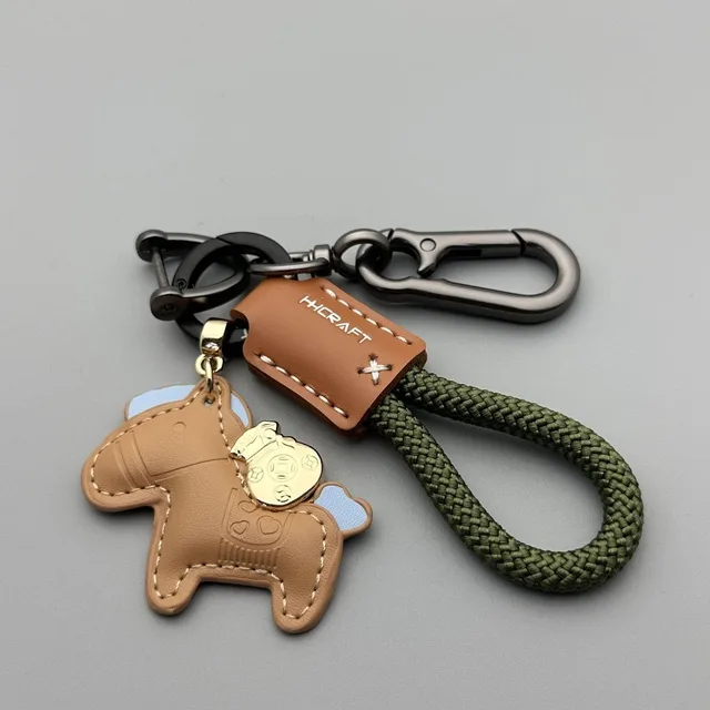 Porte-clés de voiture en cuir véritable, minimaliste, avec sangle Premium, Durable, pour hommes et femmes, cadeau de Couple, 1 pièce 1