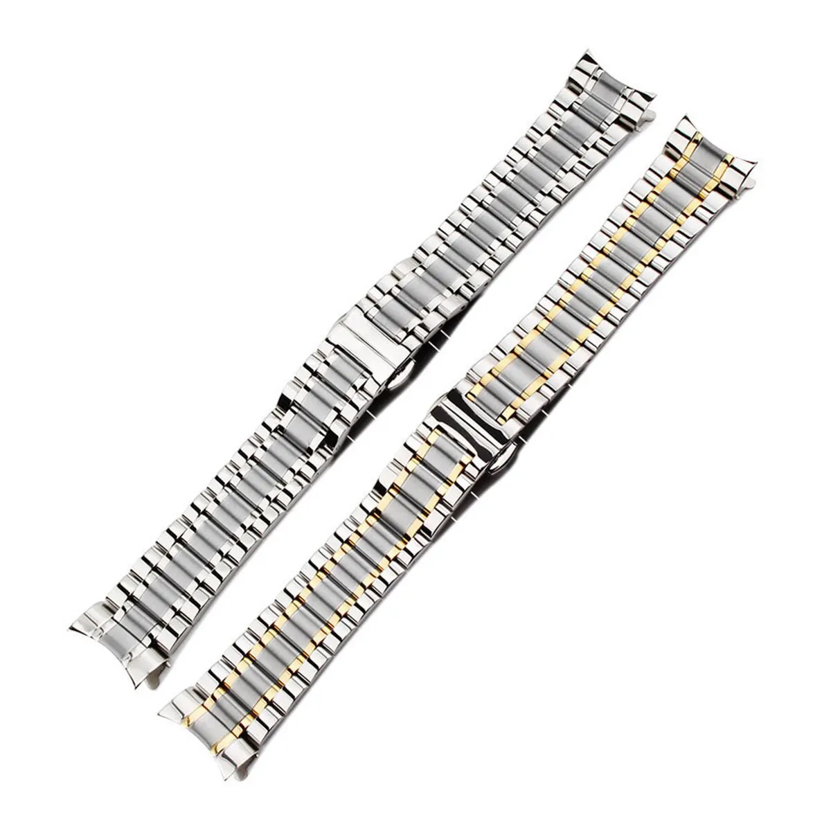 Premium Curved End Stainless Steel Watchband Bracelet Replacement Strap