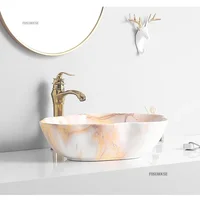 Personalized Simple Bathroom Sinks for Balcony Nordic Colored Patterned Non-porous Basin Creative Ceramic Sink for Kitchen 1