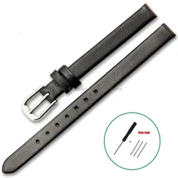 Elegant Universal Leather Watchband - Slim & Soft Wristband - 15mm (Black)