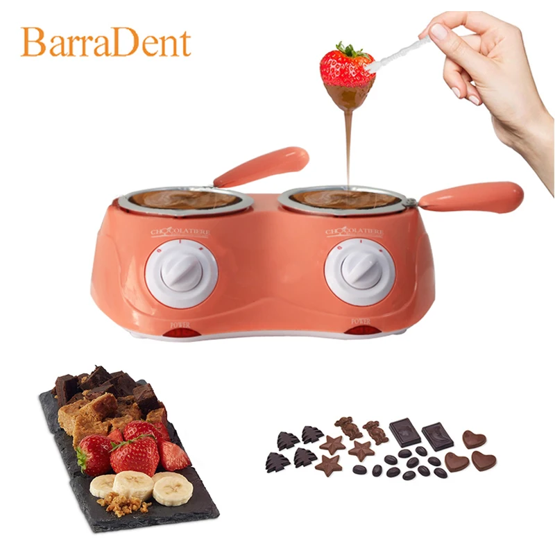 25W Electric Double Pot Chocolate Melting Furnace Two-speed Temperature Adjustment Double Pan Butter Cheese Heating Melting Set 918d constant temperature heating platform digital display temperature adjustment electric heating plate heating plate