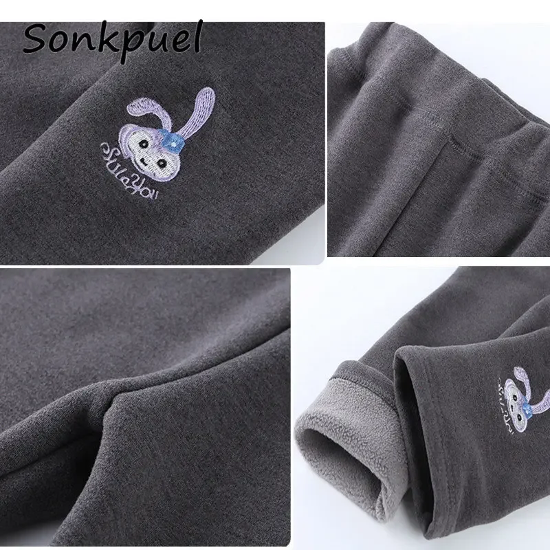Children's Winter Leggings Sweet Girls Plus Velvet Leggings Baby Thick Warm Trousers Children Clothing Infant Slim Pants Clothes