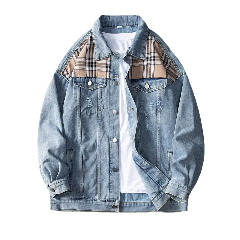 

Джинсовая куртка мужская с отложным воротником, брендовая винтажная верхняя одежда из денима, хлопковая верхняя одежда, уличная одежда