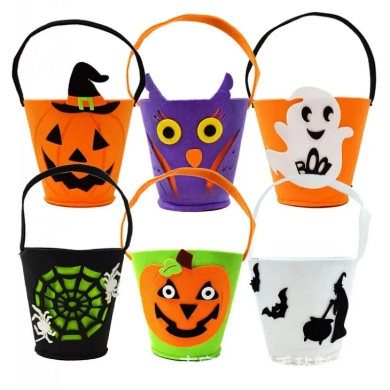 Candy Bag Felt Cloth Candy Bag Skull Bat Tote Pumpkin Bag Halloween Candy Gift Storage Supplies Halloween Suppliers 사탕 주머니