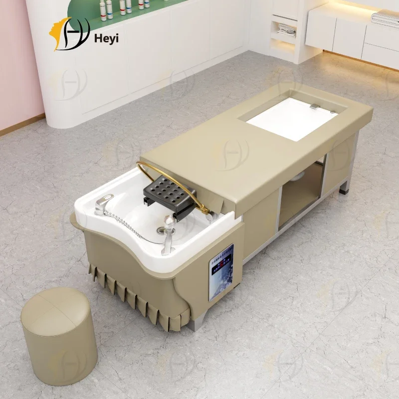 thai head spa lay down washing hair chair salon electric pedicure massage shampoo tables bed with water circulation steamer 2