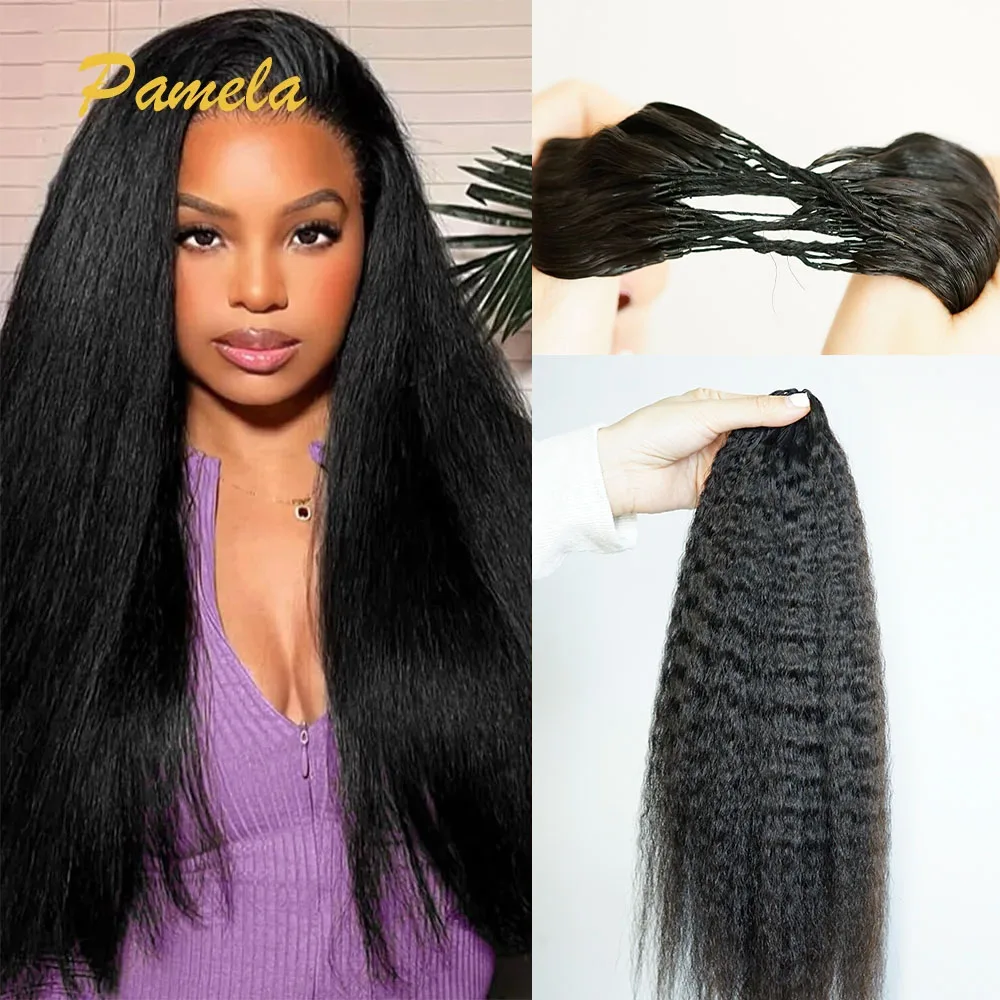 Kinky Straight Feather Crochet Braids 100% Human Hair Extension Knotless Crochet Hair Braided Glueless Human Hair Extensions