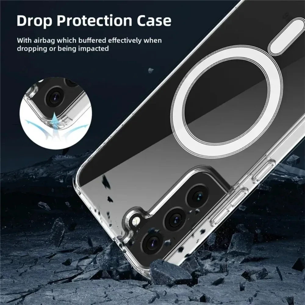 Original For Magsafe Magnetic Case for Samsung GalaxyS25 S24 S22 Ultra S23 S21  Plus Wireless Charging Shockproof Clear Cover