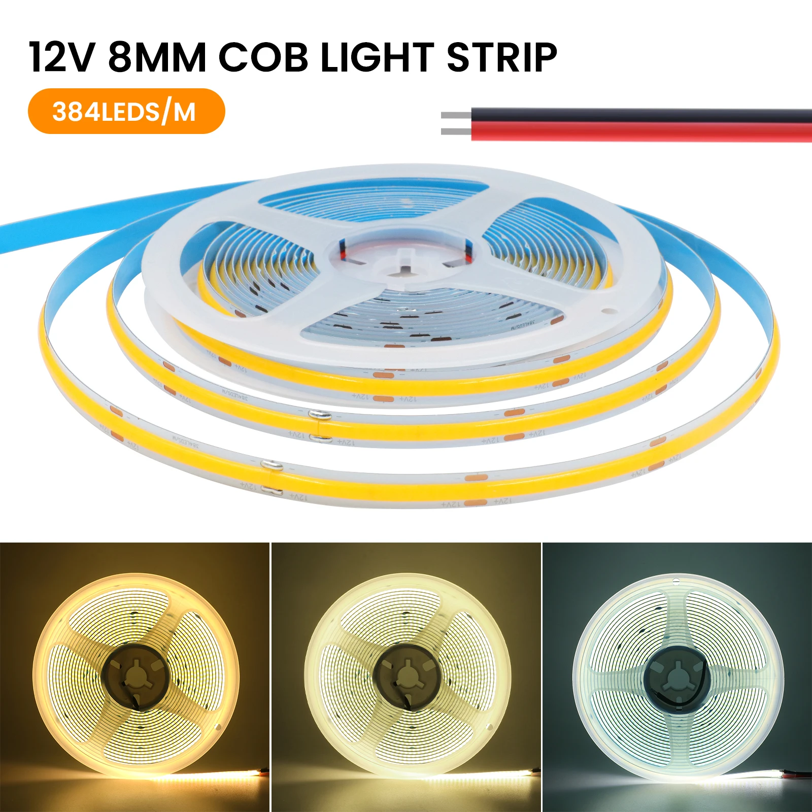 DC 12V 24V COB Strip 480 384 320 528Leds/M High Density Sbe1a987820174aa39755d7cca1d059a6p