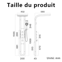 Panneau de douche de pluie moderne haut de gamme, Jet de Massage SPA, cascade, ensemble de robinets de colonne, affichage LED, système de douche intelligent pour salle de bain Robinet mélangeur thermostatique 6