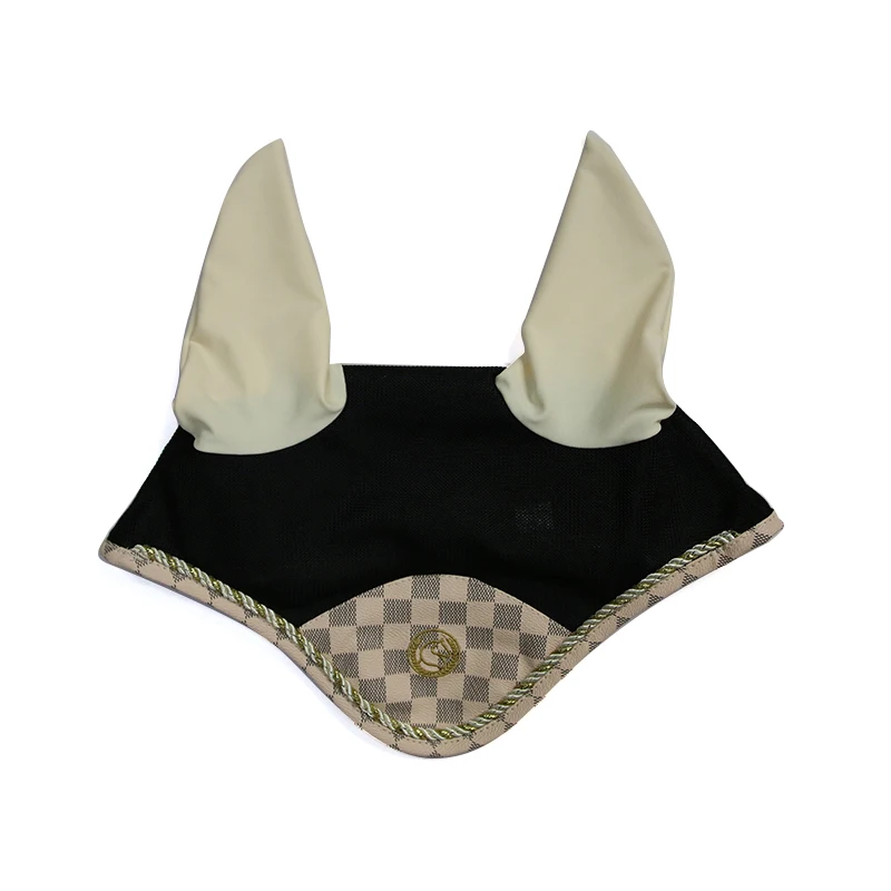 Harness Beige Chessboard Plaid Obstacle Horse Sweat Pad Horse Leggings Leg Guard Earmuffs Suit