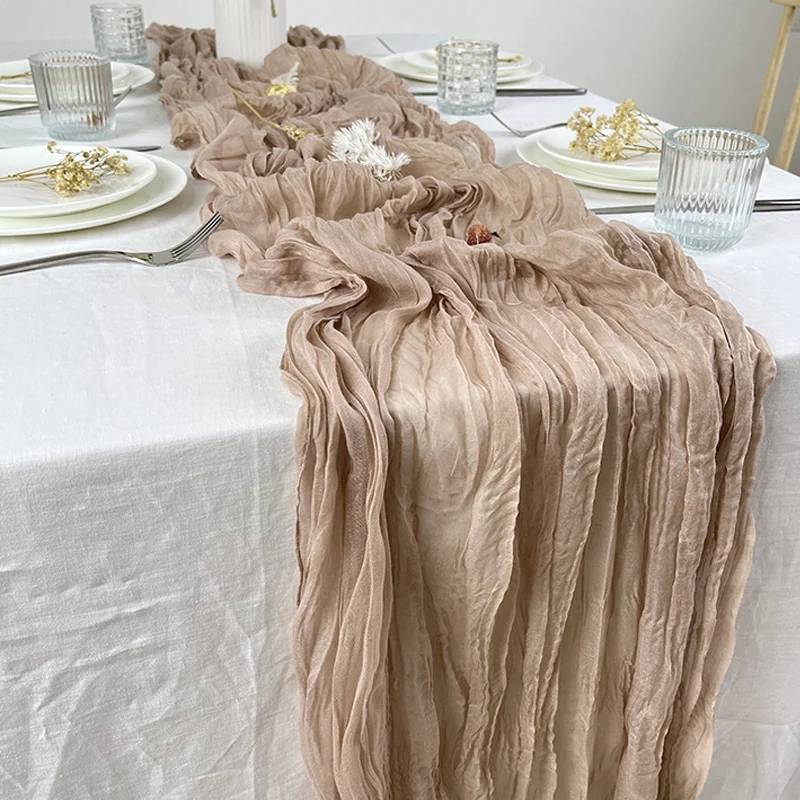 Semi-Sheer Gauze Table Runner Sage Cheesecloth Table Setting Dining Vintage Wedding Party Christmas Banquets Arches Cake Decor