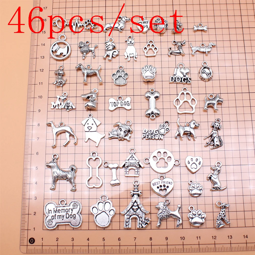 

46pcs/set Dog Bone Paw Charms Accessories For Jewelry Jewelry Pendants Handmade
