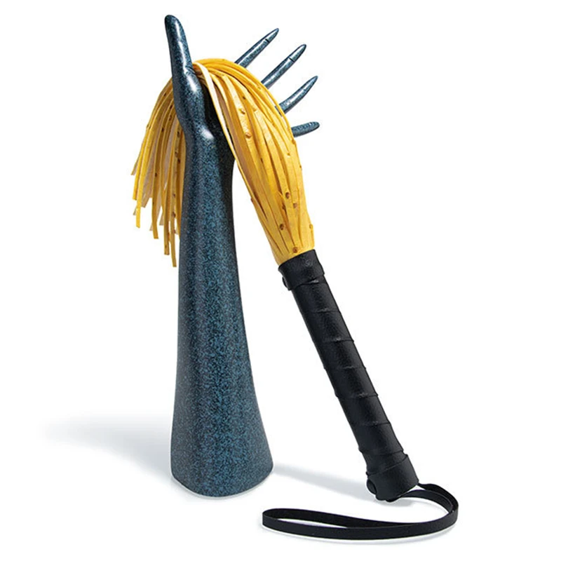 38.5CM Yellow PU Leather Tassels Flogger Horse Riding Whip Equestrianism Horse Whips 3