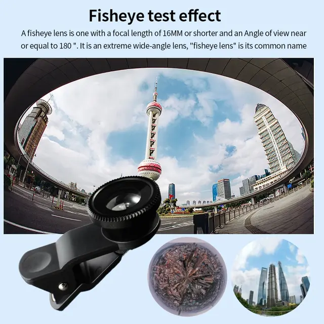  - Fisheye Wide Angle Macro Acrylic Glass Lens Three in One Lens Mobile Phone External Lens