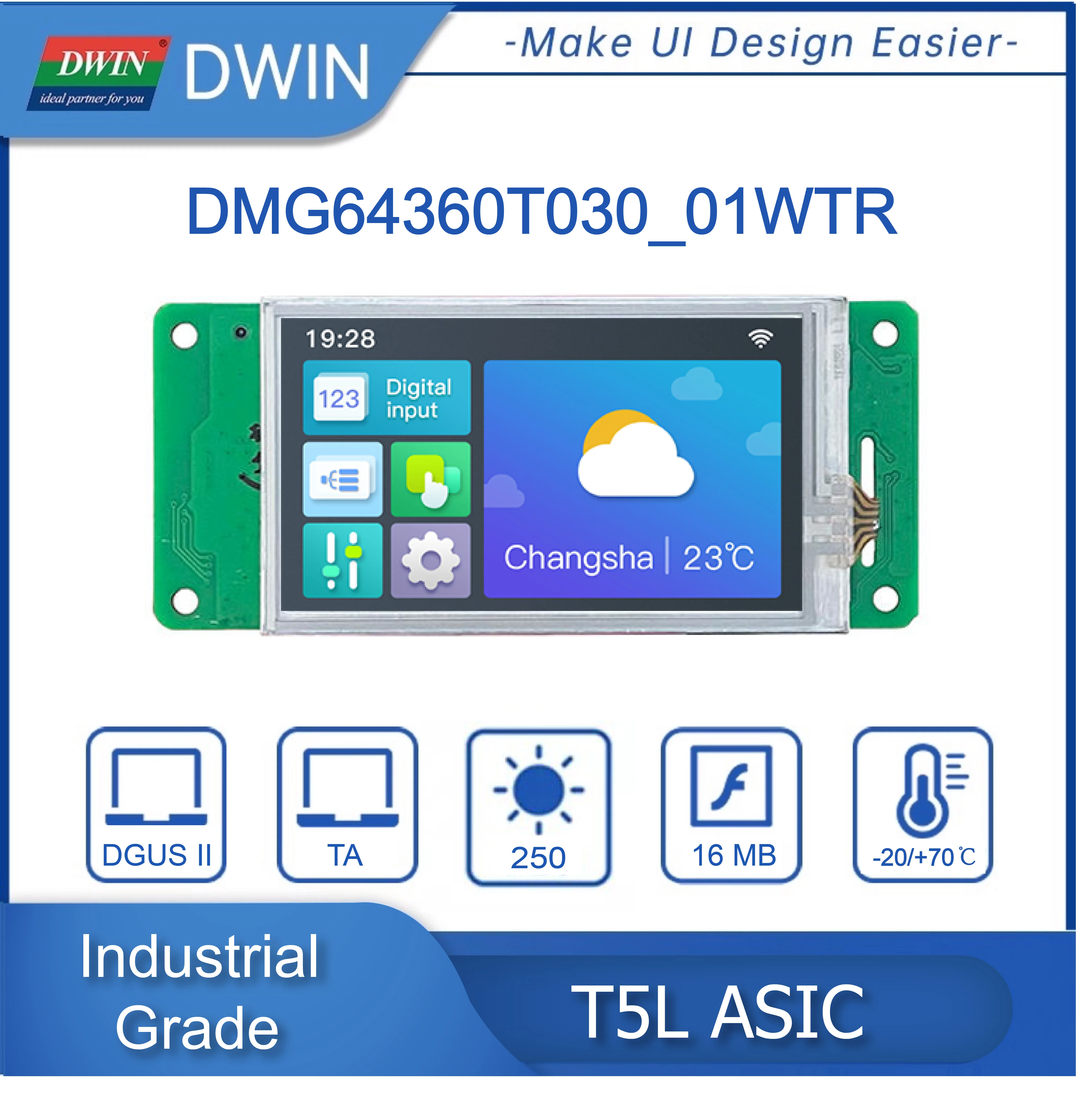 3.0 Inch 360*640 Pixels Resolution 262K Colors IPS-TFT-LCD Wide Viewing Angle With Conformal Coating DMG64360T030_01W