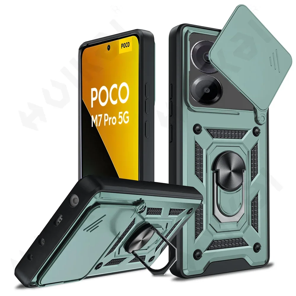 Slide Camera Protector 360° Ring Armor PC Hard Case Cover
