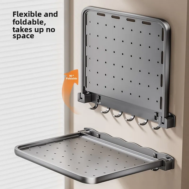 Toilet clothes storage artifact, bathroom no punching towels, clothes storage rack, bathroom wall mounted folding rack