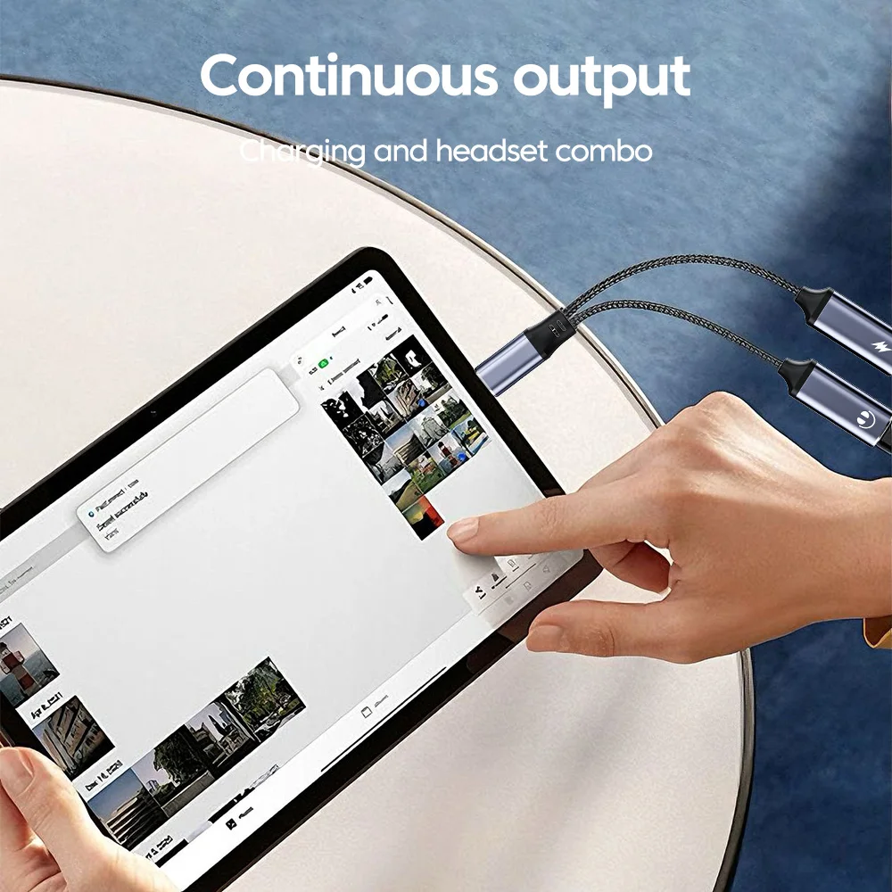 2 in 1 USB C 어댑터 타입-C to 타입-C PD60w 충전 + 타입-C 오디오 데이터 전송 커넥터 (휴대폰, 태블릿, 노트북용)