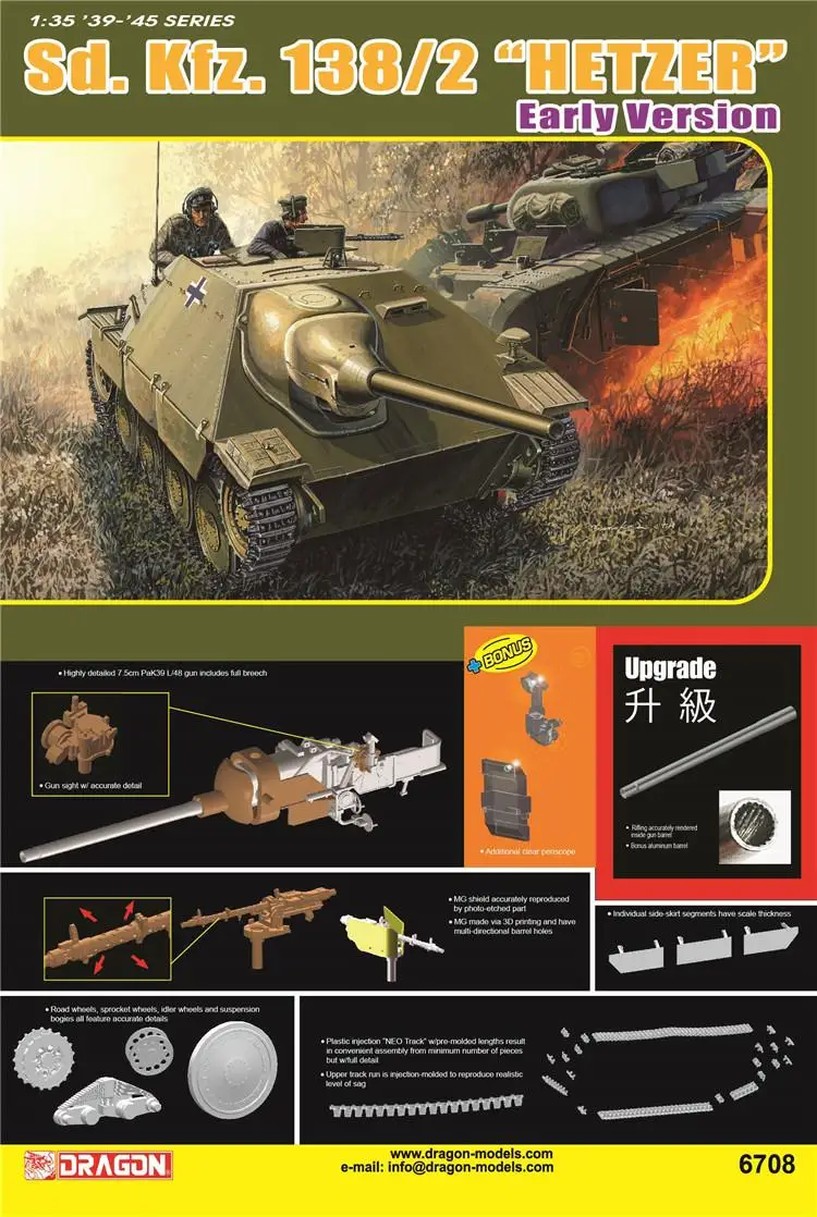 

DRAGON 6708 1/35 Sd.Kfz.138/2 «Hetzer» набор моделей ранней версии