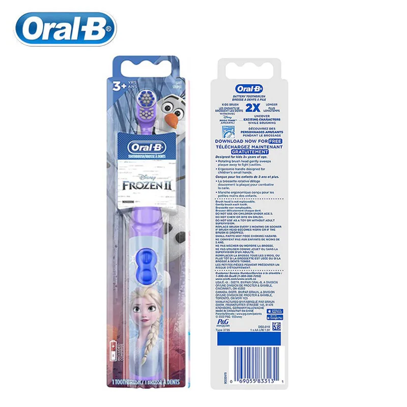 Oral-B Kid Electric Toothbrush Pro-Health Soft Bristle Rounded Vibrate Brush Heads Gum Care Teeth Brush Battery Power for Age 3+ 2