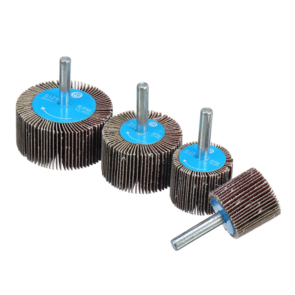 

4pcs 20/25/30/40mm Shank Shutter Polishing Wheel For Dremel Rotary Tools 80 Grit Grinding Sanding Sandpaper Flap Wheel Discs