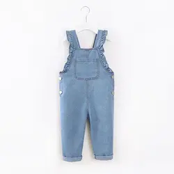 DIIMUU Baby Children Girls Clothing Toddler Overalls Denim Pants Fashion Kids Casual Jumpsuits Long Sleeve Trousers for 2-6T