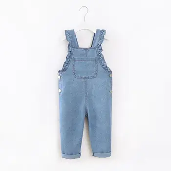 DIIMUU 여아용 캐주얼 점프수트, 유아 작업복, 데님 바지, 2-6T 패션