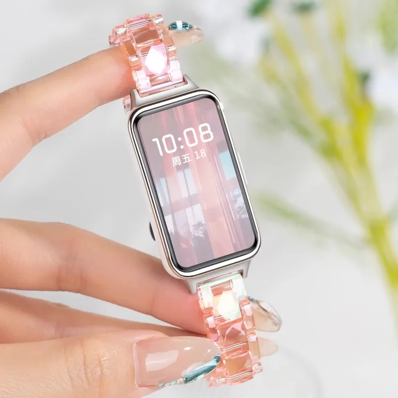 Women's Colorful Resin Transparent Watch Strap Replacement Bracelet