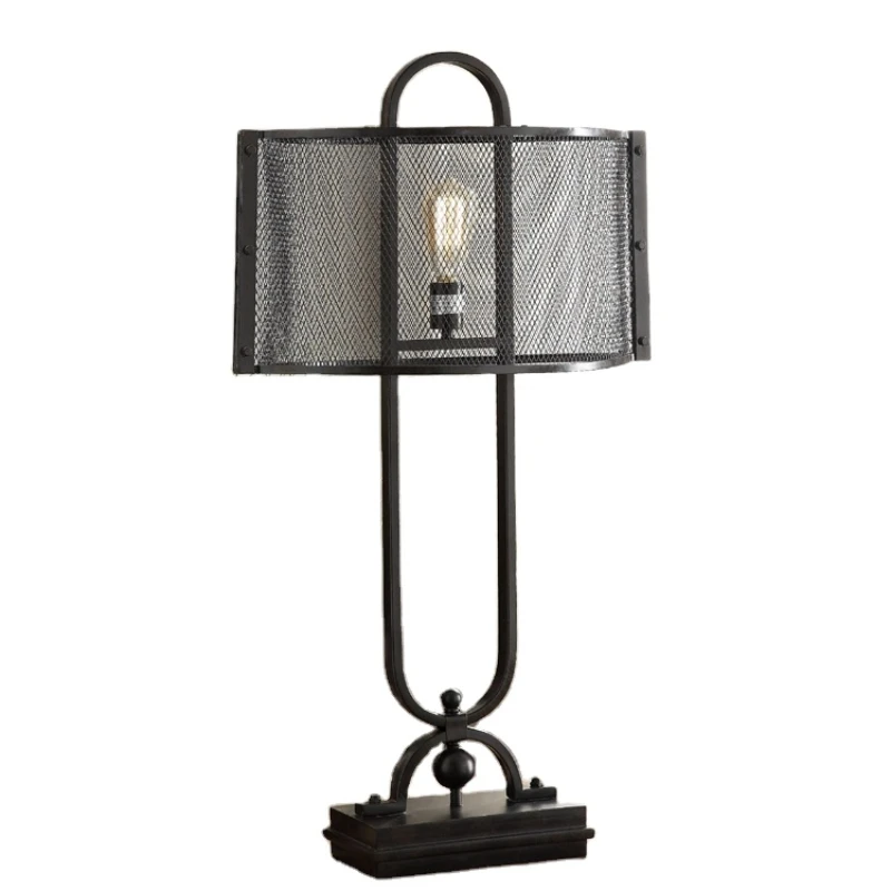 

bedroom Metal Wire Shade Industrial Rubbed Bronze Metal Table Lamps for Living Room