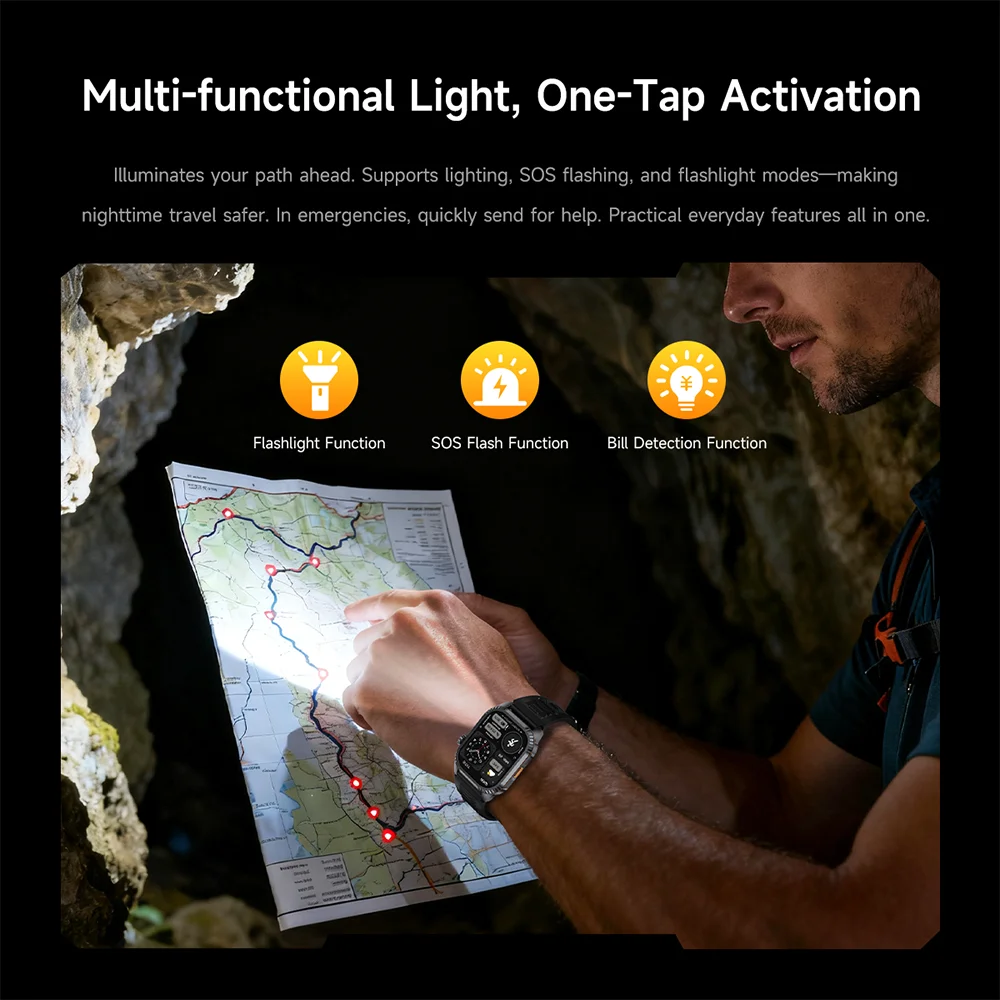 Ultra GPS Outdoors Military Smart Watch - 1.95 AMOLED Display, Compass, 10ATM Waterproof, Long-lasting Battery, Bluetooth Calling