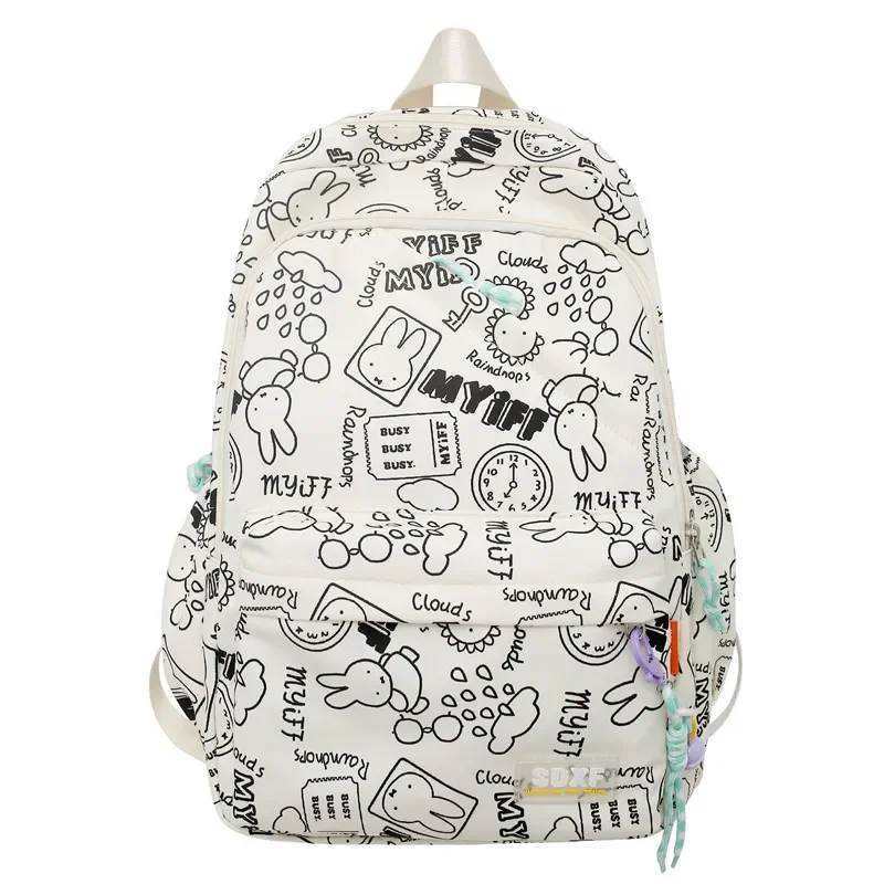 

Cute Graffiti Elementary School Student School Bag Lightweight Waterproof Girl Go Out To Play Backpack 14 Inches Laptop Bag
