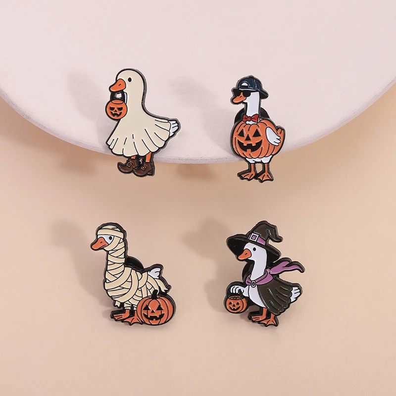 Halloween Gans Emaille Pin Halloween Serie Niedlichen Tier Kürbis Laterne Brosche Rucksack Revers Abzeichen Schmuck Dekoration Kind Geschenk