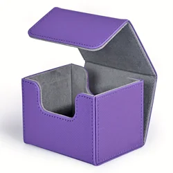 Premium PU Leather Card Deck Storage Box with Strong Magnetic Closure - Holds 100 Sleeved Cards (Purple)