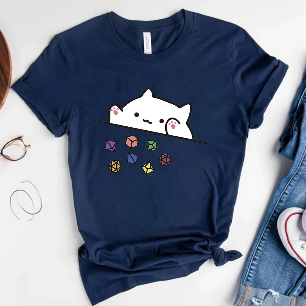 Cat Throwing Dice T-Shirt Role Playing Game Shirt Cute Cat Graphic Tee RPG Tee Funny DND Gaming Shirts Retro Short Sleeve Tshirt 3