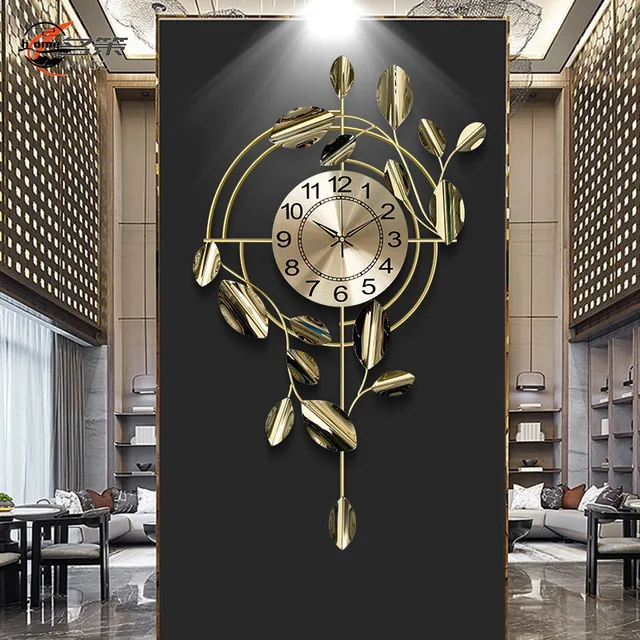 Golden Wrought Iron Feather Wall Clock 4