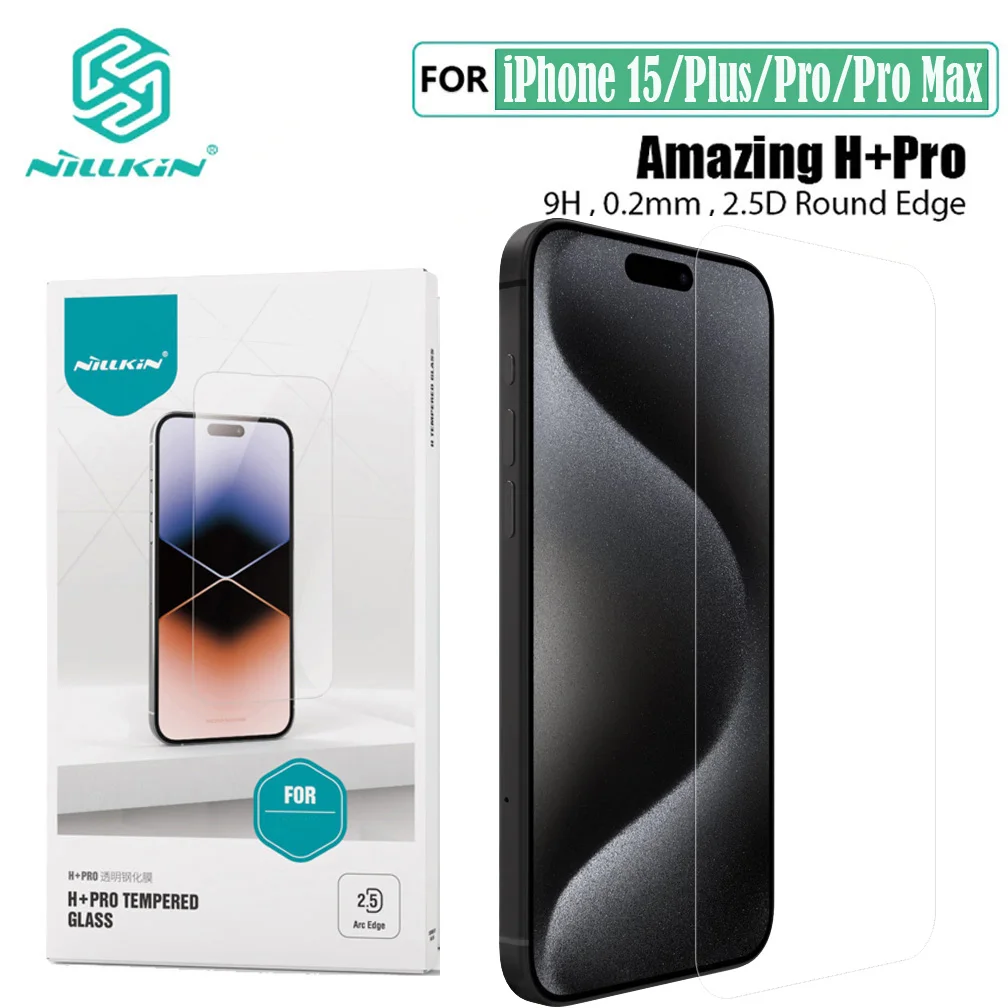 

Nillkin For iPhone 15 Pro /Pro Max Tempered Glass H+PRO Anti-Explosion 2.5D 0.2 mm Screen Protector For iPhone 15 /15 Plus Film