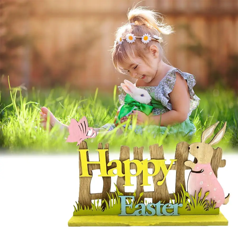 

Wood Easter Desktop Decorations Easter Wooden Bunny Rabbit Ornaments For Bedroom And Living Room