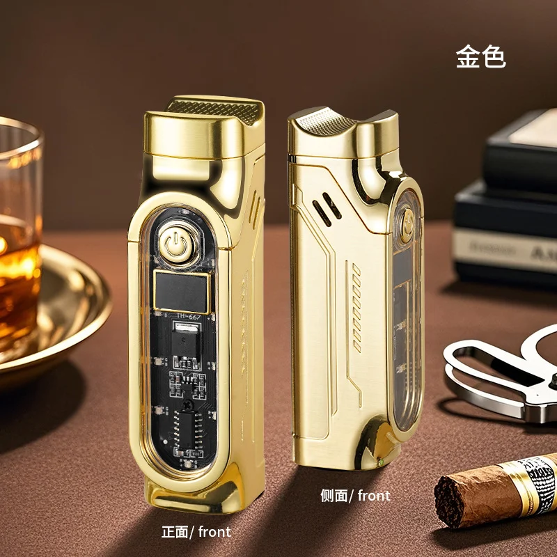 2026 New Three Straight Lighters Portable Ignition Multi-function Cigarette Lighter Household Fierce Lighter Wholesale.