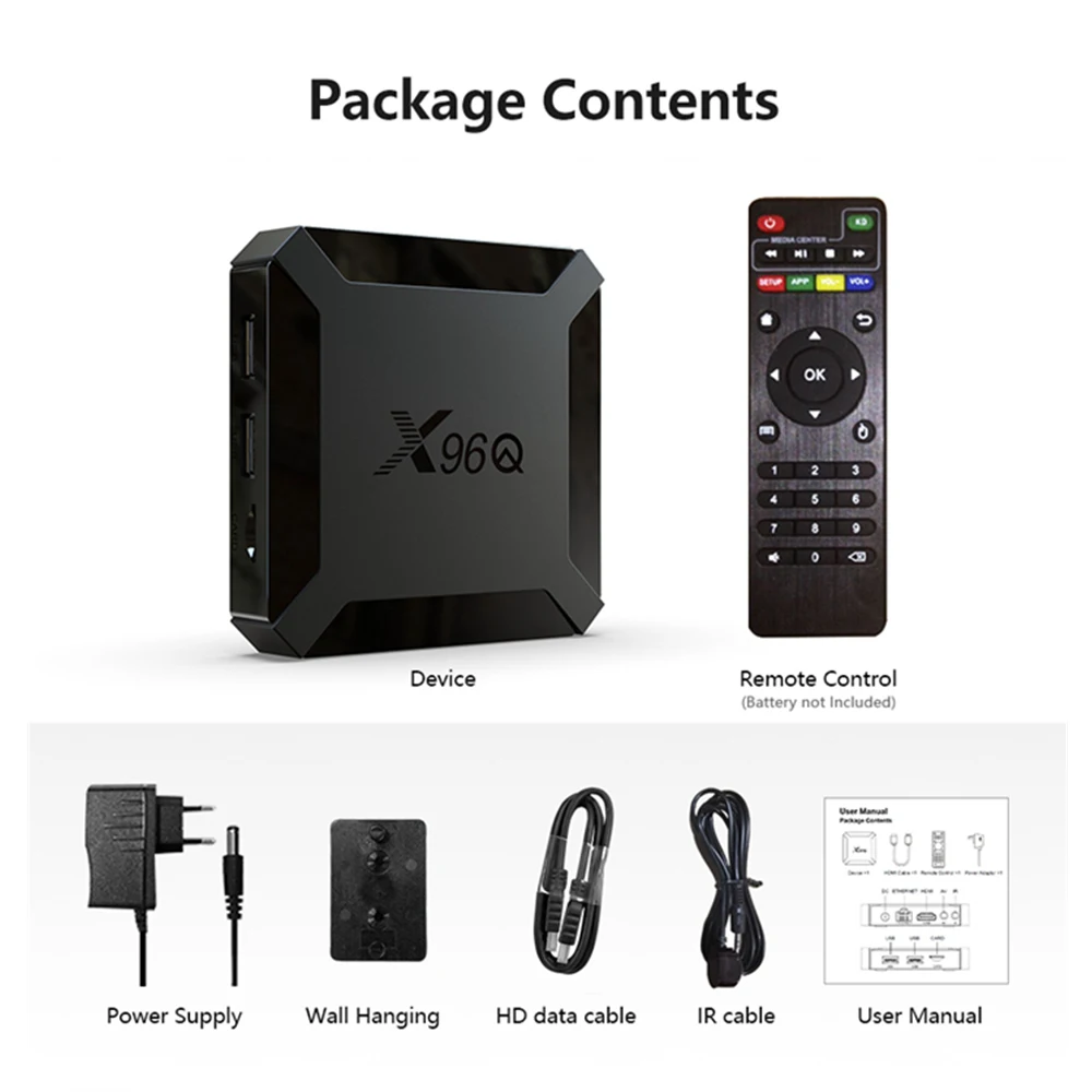 X96Q Android 10 TV Box Allwinner H313 Quad Core 2G+16G  2.4G WiFi Smart Media Player