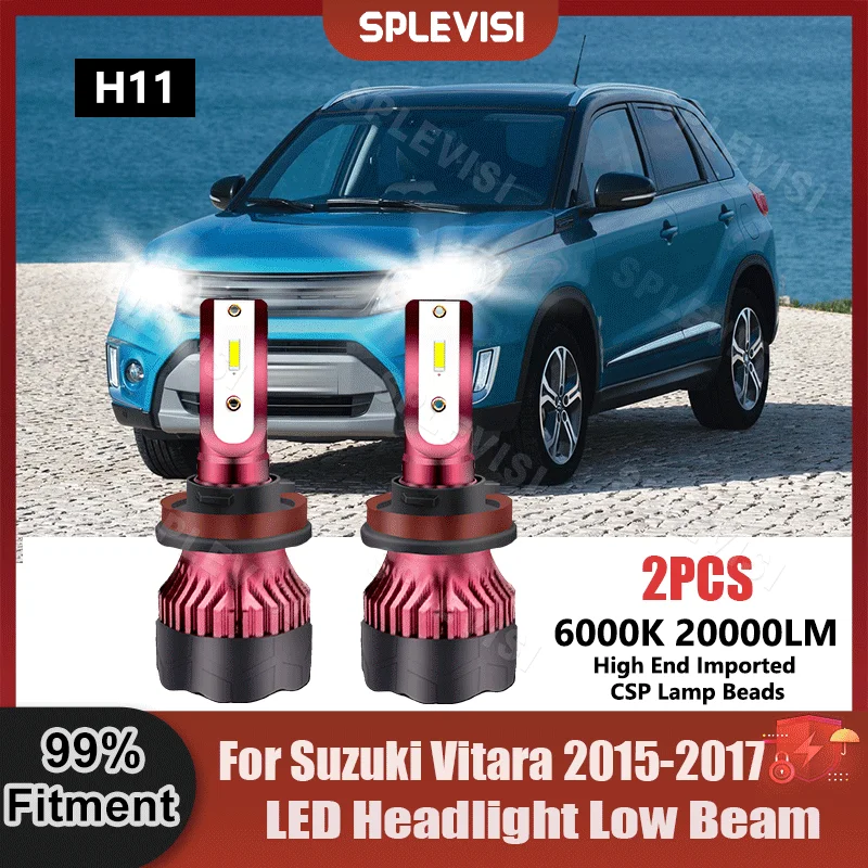 

300% Brightness 6000K Replace LED Low Beam Bulbs CSP Chips 9V-36V For Suzuki Vitara 2015 2016 2017 Car Headlight Low Lights