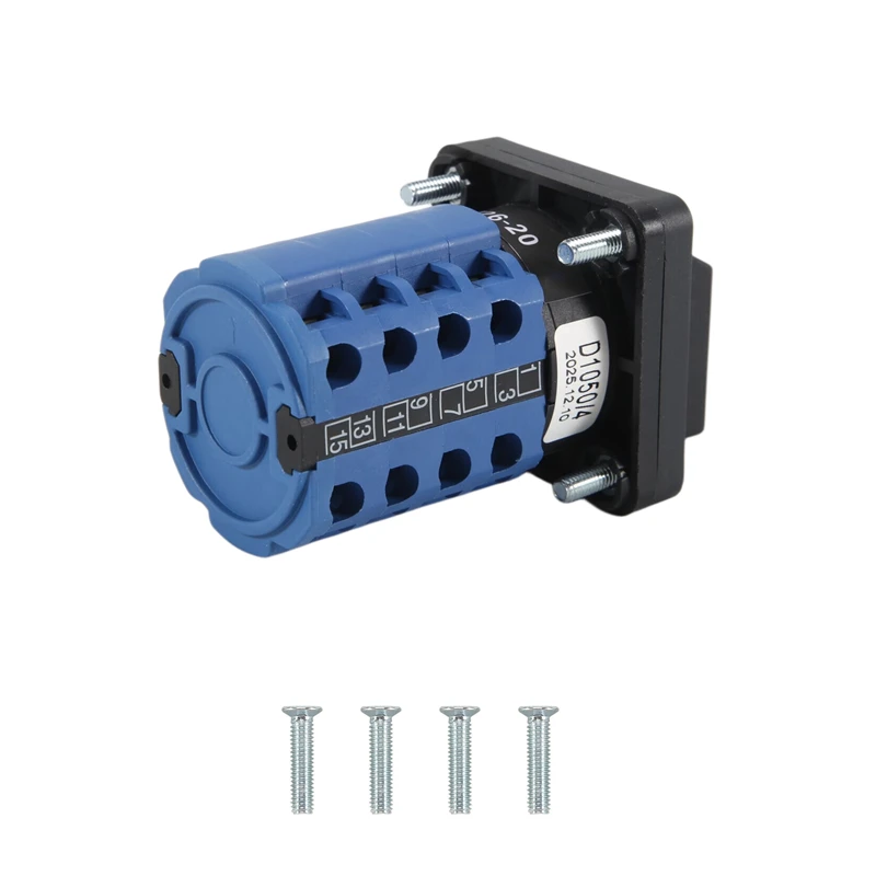 Rotary Switch On-Off-On 3 Position 4 Phases 20A 500V Double Speed Motor Switch Small Plate Changeover Cam Switch LW26-20/4
