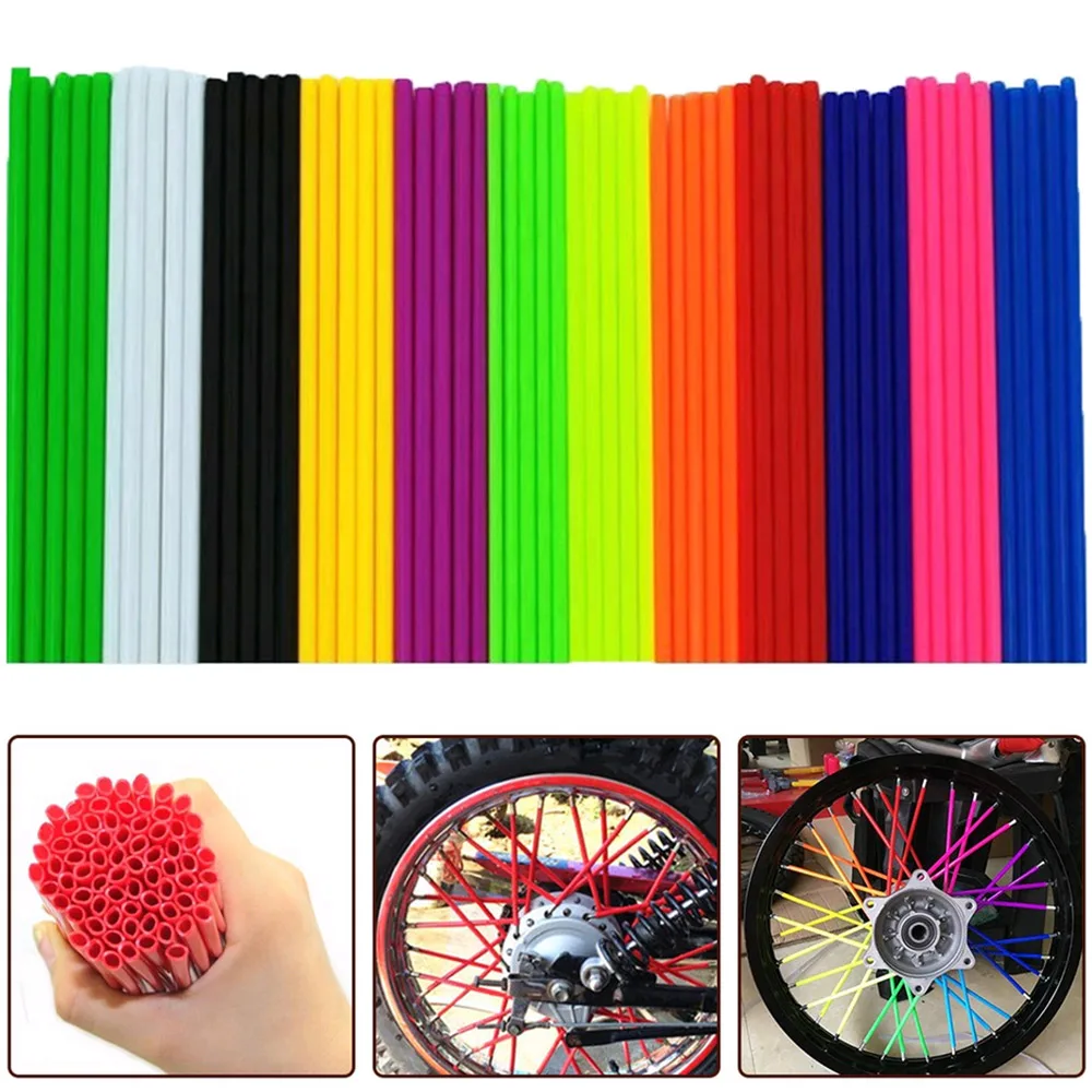 36Pcs/Pack Bike Wheel Spoke Protector Colorful Motocross Rims Skins Covers Off Road Bike Guard Wraps Kit Motorcycle Guard