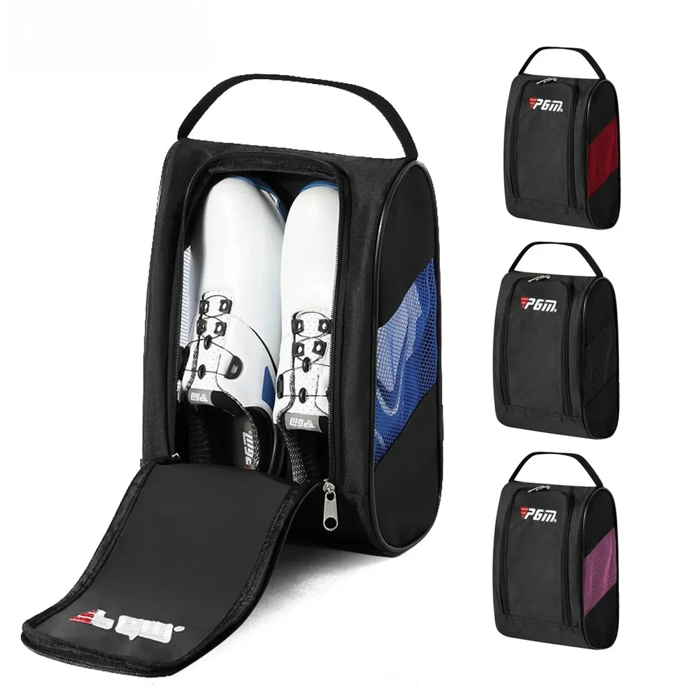 Portable Mini Golf Shoe Bag with Nylon Carrier and Golfball Holder - Lightweight Breathable Pouch
