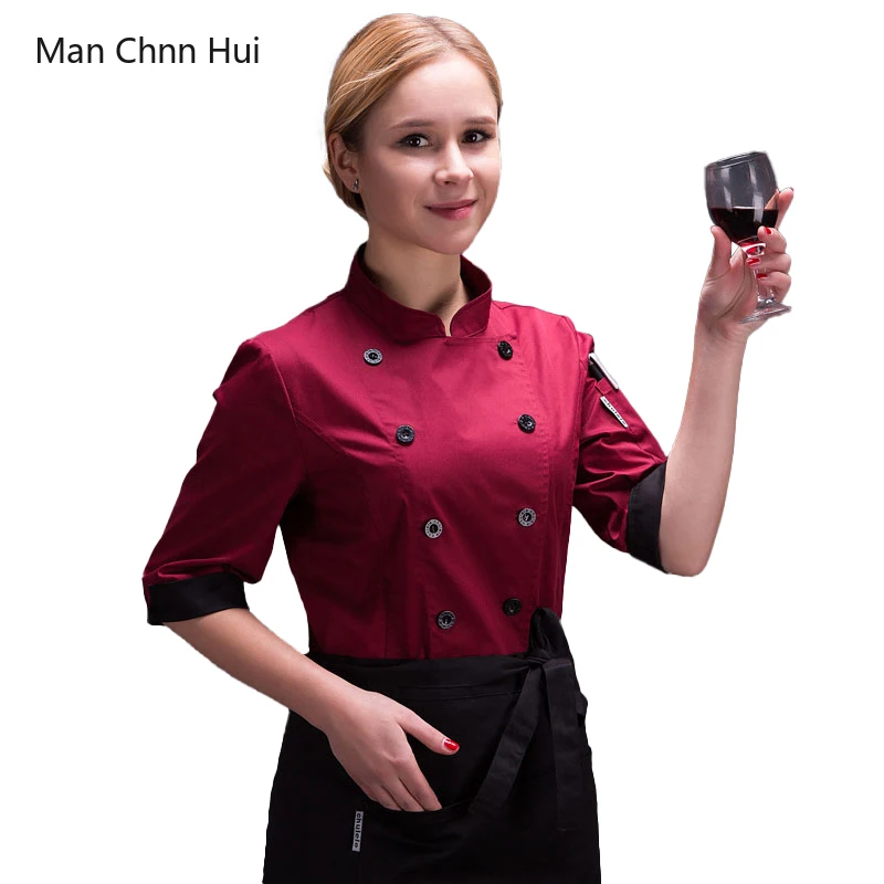 Women Professional Chef Costume Restaurant Cook Jacket Hotel Kitchen Catering Uniform Bakery Caffe Shop Waiter Working Shirt