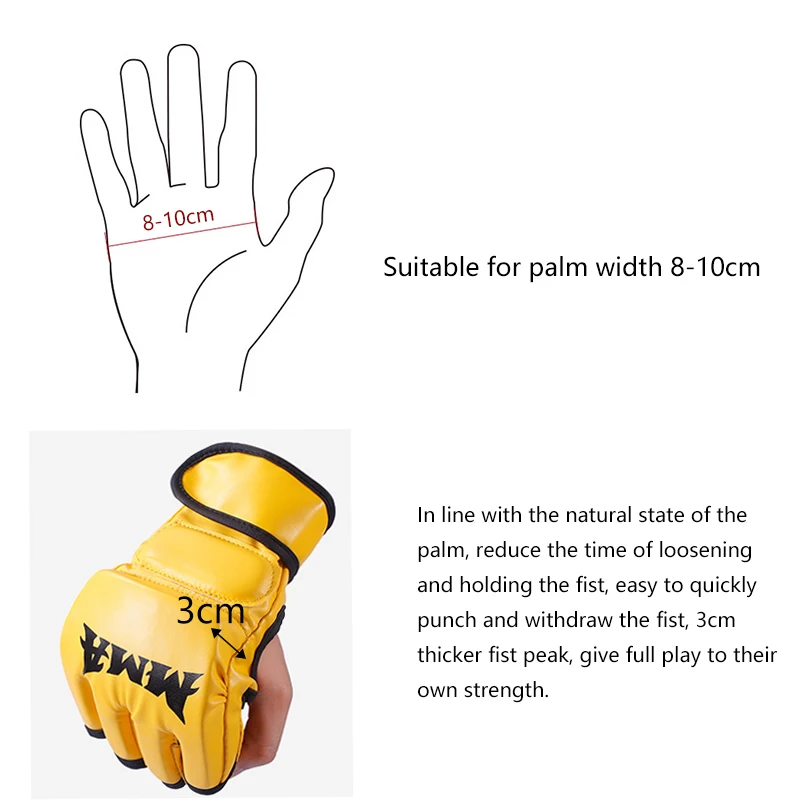 Boxningshandskar Professionella Halvfinger Läderkudde För Vuxna Sanda Boxning UFC Träningssäck Knogar_voghion.com