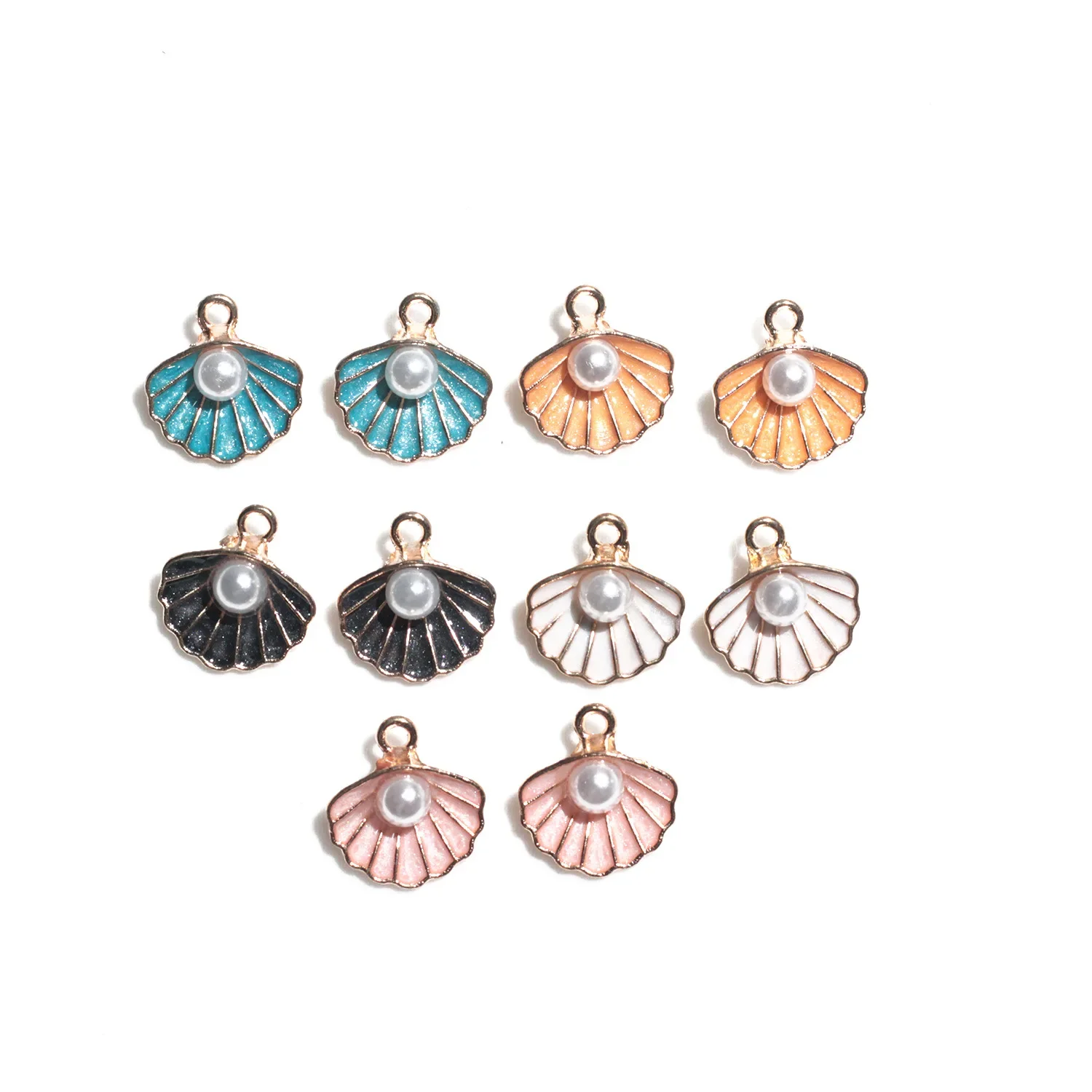 

10pcs/lot Scallop Enamel Charms Oil Drop Zinc Alloy Floating Pendant for Women DIY Fashion Jewelry Making Accessories