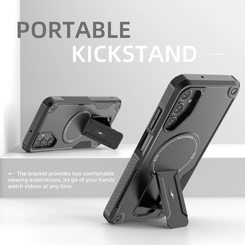 Shockproof Stand Holder Case with Wireless Charging Compatibility