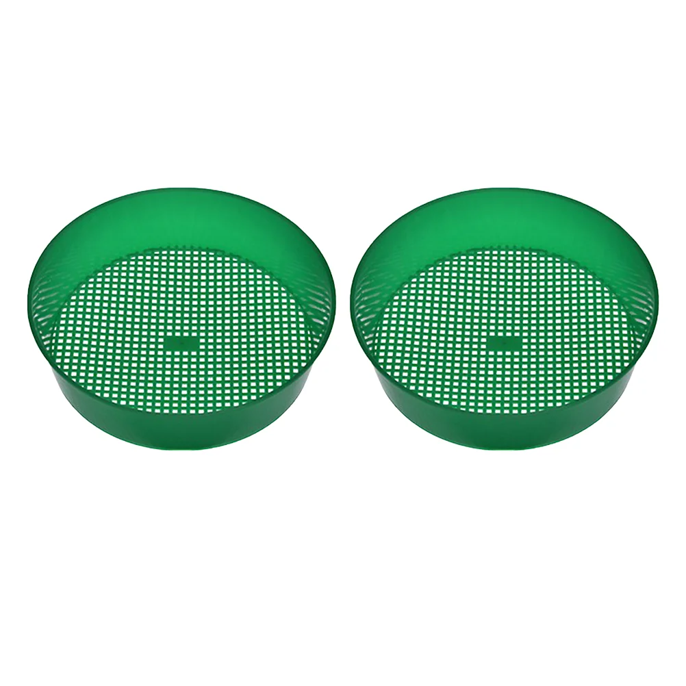 

2PCS Mesh Plastic Garden Sieve Gardening Tool Riddle for Compost Soil Stone (Green, with Color Deviation)
