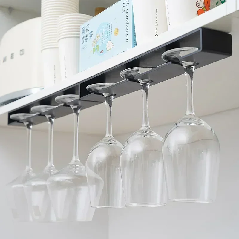 Bar Wine Glass Rack Non-drilled Cup Holder In Kitchen and Dining Room Upside-down Rack For Household Wine Glasses wine glass rack