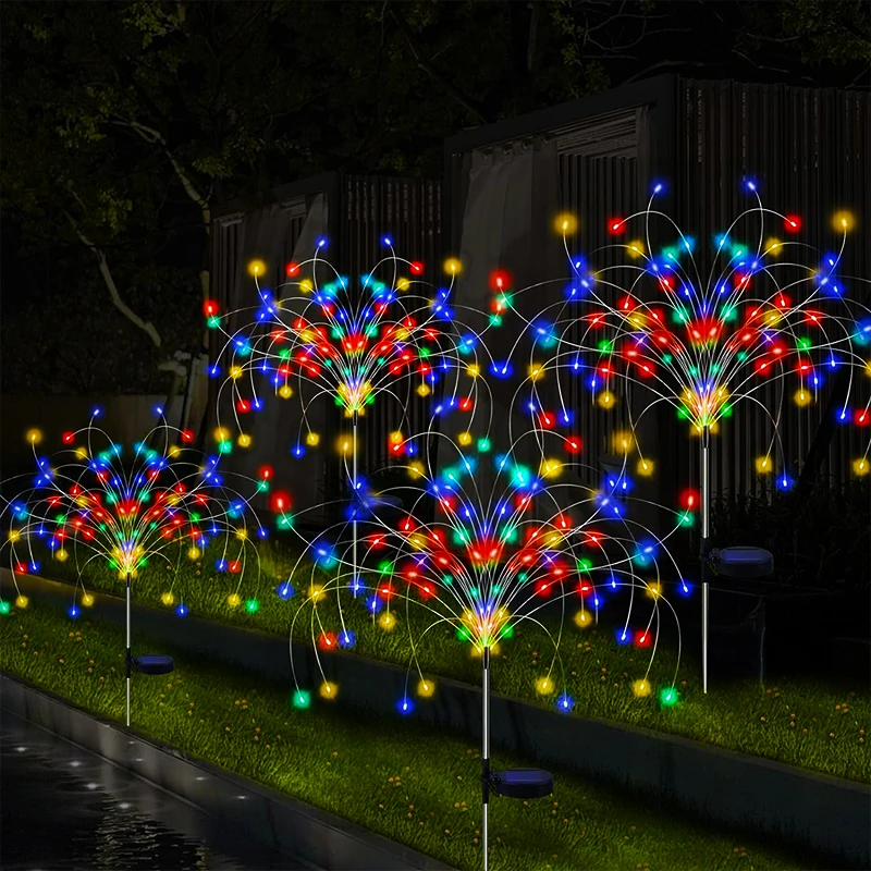 Solar Firework Lights Outdoor Garden LED Waterproof Multicolored Solar Lamp For Patio Lawn Yard Balcony Pathway Light Decor